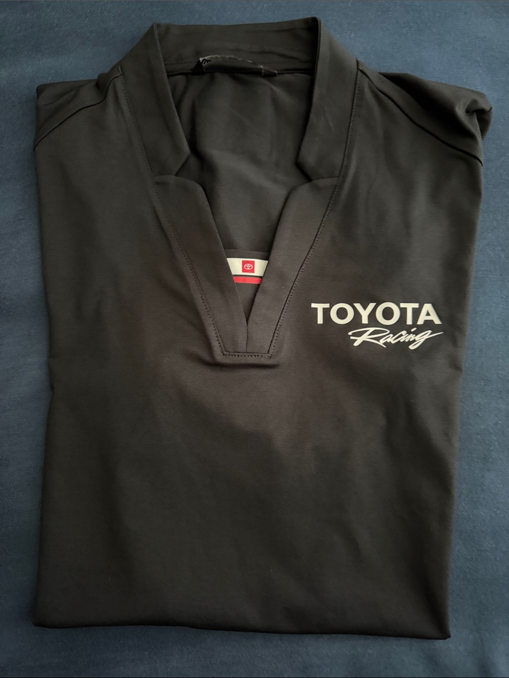 Women's Black V-Neck Polo Style Top